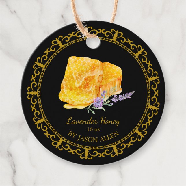 Vintage Honeycomb Lavender Infused Honey Hang Tag (Front)