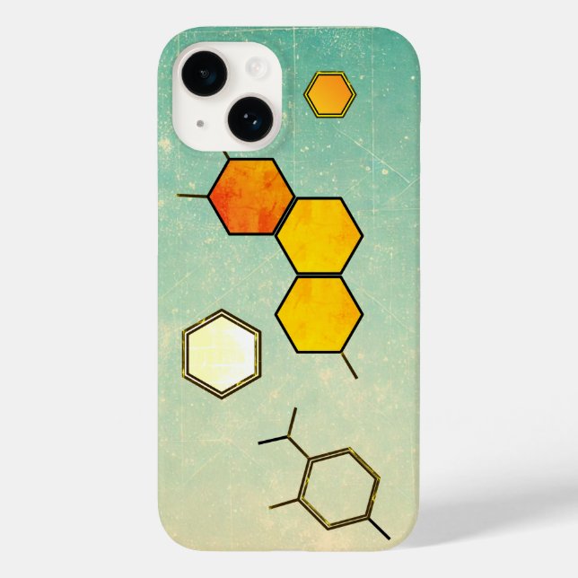 Vintage Honeycomb Molecule iPhone 14 Case (Back)