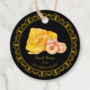 Vintage Honeycomb Peach Infused Honey Hang Tag