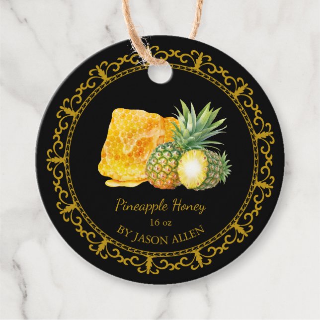 Vintage Honeycomb Pineapple Honey Hang Tag (Front)