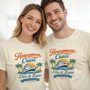 Vintage Honeymoon Cruise Personalised Couple’s T-Shirt