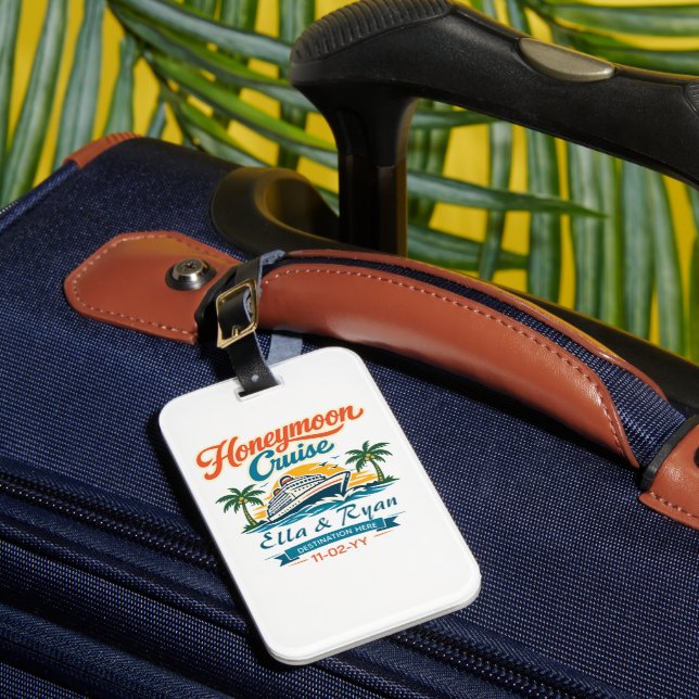 Vintage Honeymoon Cruise Personalized  Luggage Tag (Front Insitu 1)