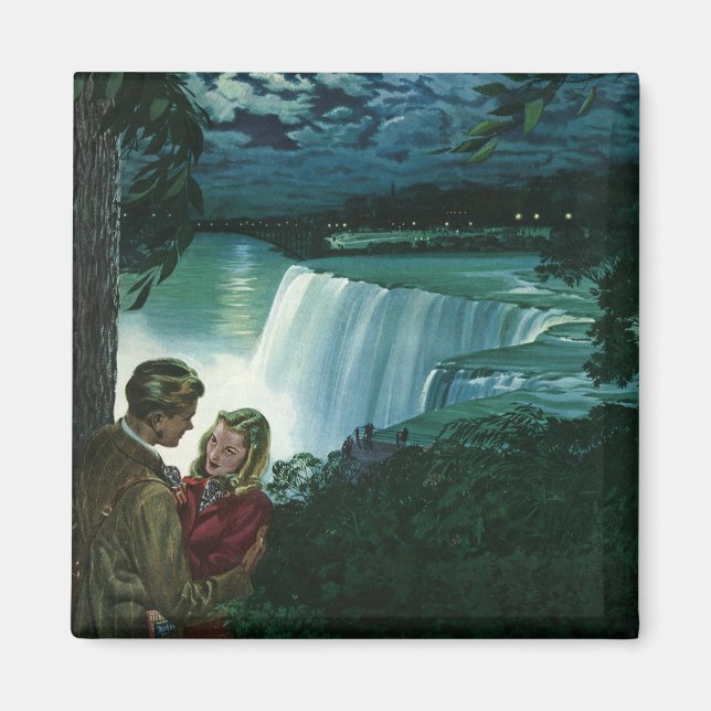 Vintage Honeymoon Love, Newlyweds at Niagara Falls Magnet (Front)