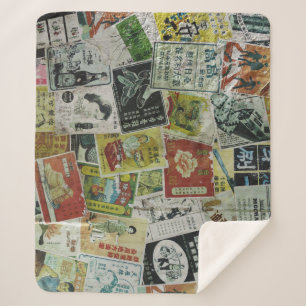 Vintage Hong Kong advertisement wall. Sherpa Blanket