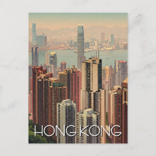 Vintage Hong Kong Skyscrapers Travel Postcard