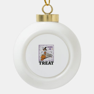 Vintage Honk Or Treat Witch Goose Halloween Shirt_ Ceramic Ball Christmas Ornament