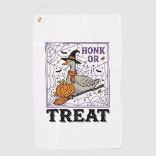 Vintage Honk Or Treat Witch Goose Halloween Shirt_ Golf Towel