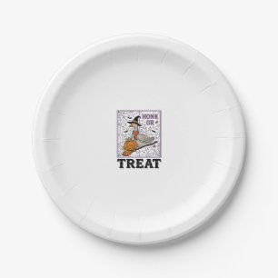 Vintage Honk Or Treat Witch Goose Halloween Shirt_ Paper Plate