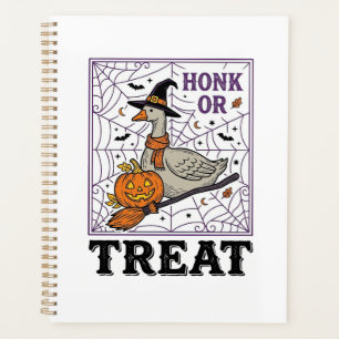 Vintage Honk Or Treat Witch Goose Halloween Shirt_ Planner