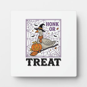 Vintage Honk Or Treat Witch Goose Halloween Shirt_ Plaque