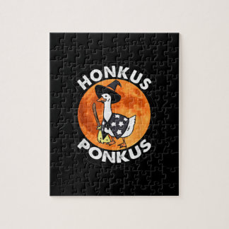 Vintage Honkus Ponkus Halloween Cute Witches Duck Jigsaw Puzzle