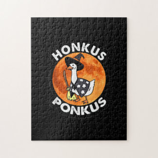 Vintage Honkus Ponkus Halloween Cute Witches Duck Jigsaw Puzzle