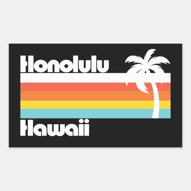 Vintage Honolulu Hawaii Rectangular Sticker (Front)