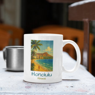 Vintage Honolulu Hawaii Waikiki Beach Coffee Mug