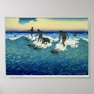 Vintage Honolulu Surfers by Charles Bartlett Poster