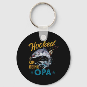 Vintage Hooked On Being Opa Funny Fishing Fathers  Key Ring