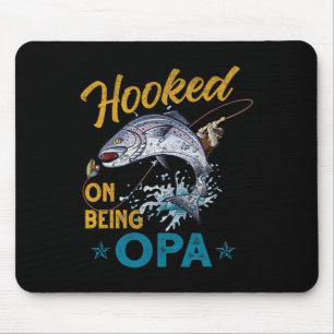 Vintage Hooked On Being Opa Funny Fishing Fathers  Mouse Pad