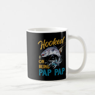 Vintage Hooked On Being Pap Pap Funny Fishing Fath Coffee Mug