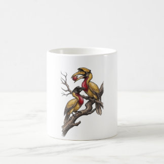 Vintage Hornbill Pair Wildlife Illustration Art Coffee Mug