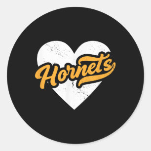Vintage Hornets High School Go Hornets Pride Heart Classic Round Sticker