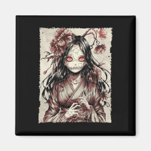 Vintage Horror Anime Girl Manga Japanese Creepy Ha Magnet