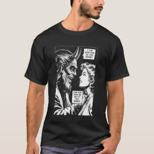 Vintage Horror Comic Tempted By Devil Wifi Funny H T-Shirt