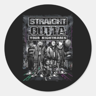 Vintage Horror Halloween Scary Straight Outta Scar Classic Round Sticker