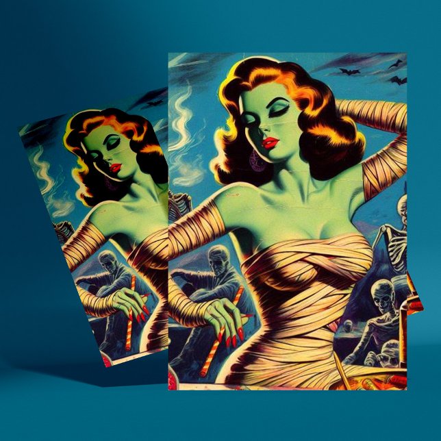 Vintage Horror Mummy Girl Postcard (Creator Uploaded)