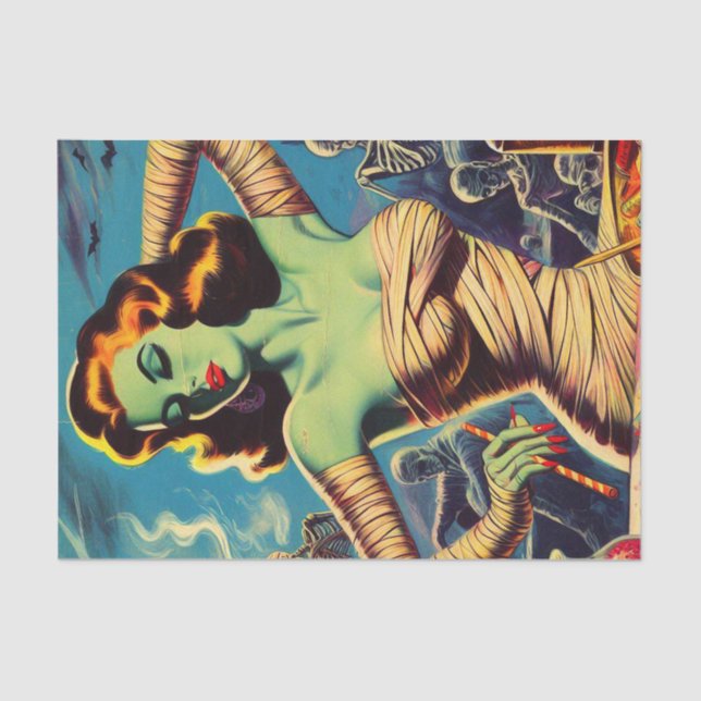 Vintage Horror Mummy Girl Tissue Paper (Front)