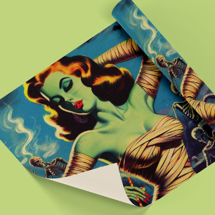Vintage Horror Mummy Girl Wrapping Paper