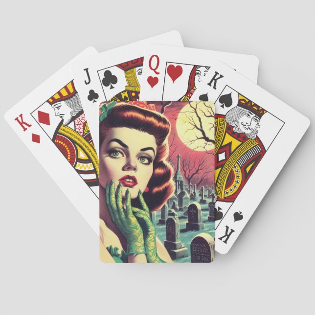 Vintage Horror Pin Up Playing Cards (Back)
