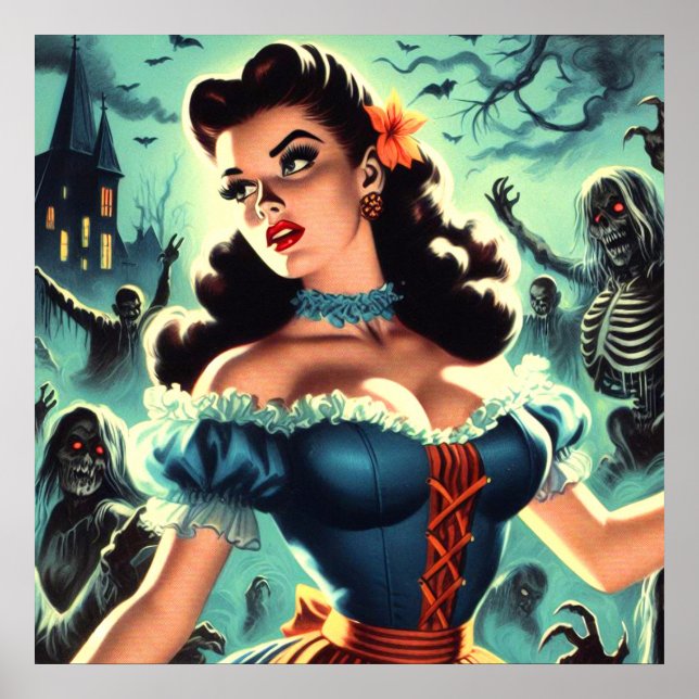 Vintage Horror Pin-up Poster (Front)