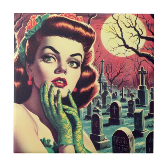 Vintage Horror Pin Up Tile (Front)
