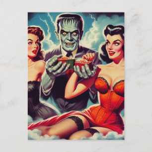 Vintage Horror Pin-ups Postcard