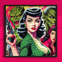 Vintage Horror Sci-fi Pulp Girl