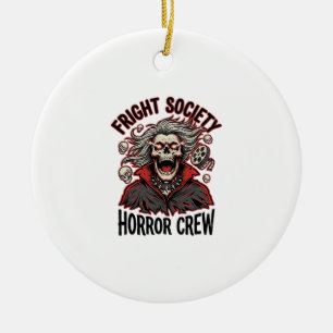 Vintage Horror Shirt Fright Society Skull Design_1 Ceramic Tree Decoration