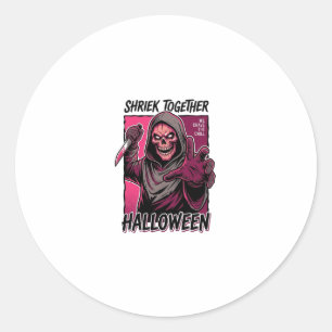 Vintage Horror Shirt with Engraved Slasher Hallowe Classic Round Sticker