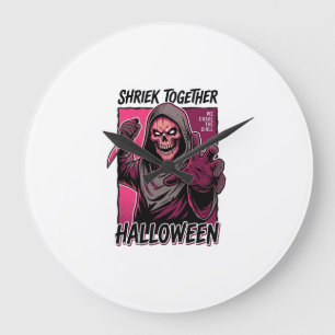 Vintage Horror Shirt with Engraved Slasher Hallowe Large Clock