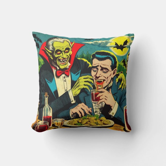 Vintage Horror Vampire Comics Cushion (Front)