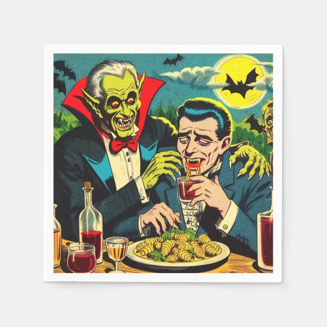 Vintage Horror Vampire Comics Napkin (Front)