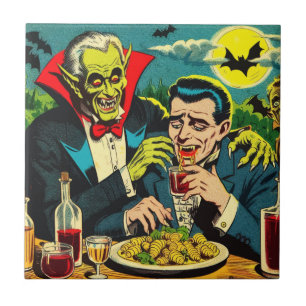 Vintage Horror Vampire Comics Tile