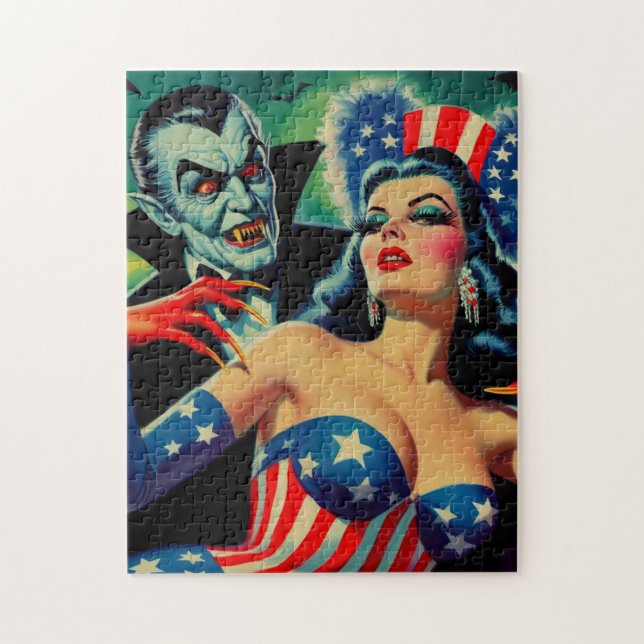 Vintage Horror Vampire Girl Jigsaw Puzzle (Vertical)