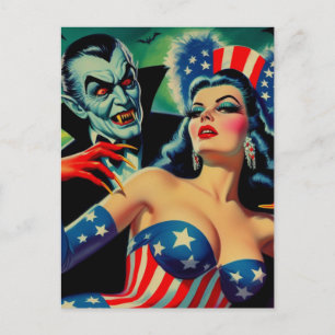 Vintage Horror Vampire Girl Postcard