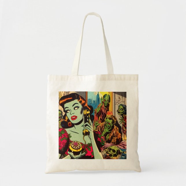Vintage Horror Zombie Comics Tote Bag (Front)
