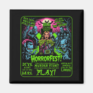Vintage Horrorfest Poster Halloween Movie Old Time Magnet