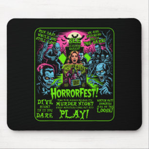 Vintage Horrorfest Poster Halloween Movie Old Time Mouse Pad