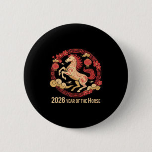 Vintage Horse 2026 Zodiac Chinese New Year Of The  6 Cm Round Badge