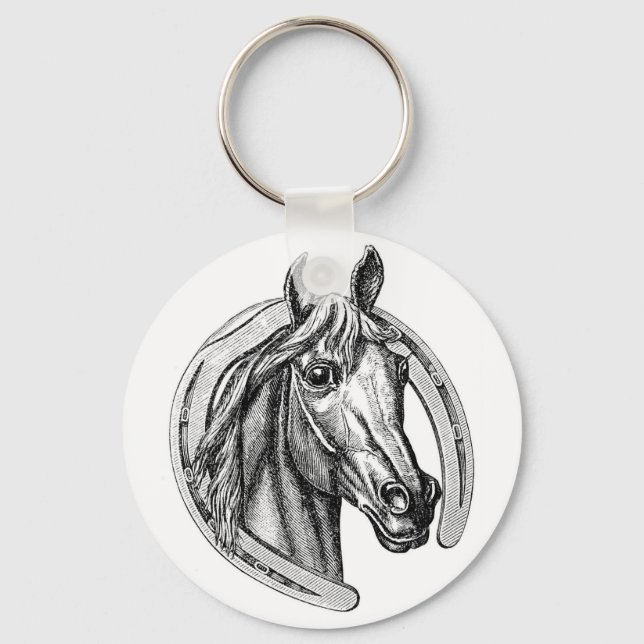Vintage Horse and Horseshoe Keychain (Front)