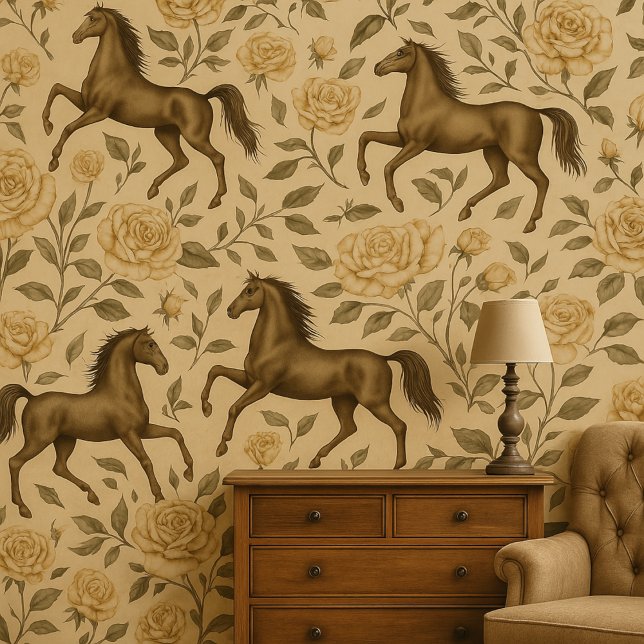 Vintage Horse and Rose Floral  Wallpaper (Creator Uploaded)