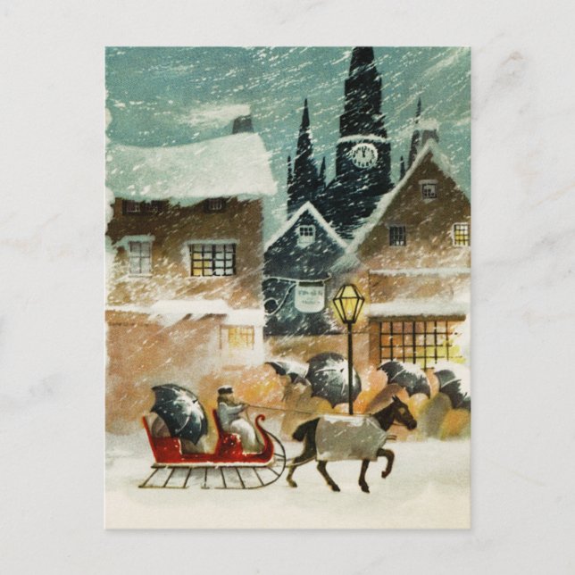 Vintage Horse and Sleigh Postcard (Front)